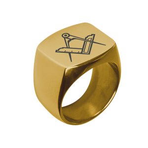 Chevalière dorée Équerre Compas (Compagnon)