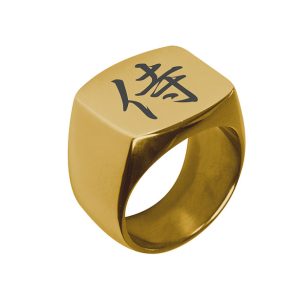 Chevalière dorée kanji japonais « Samouraï »