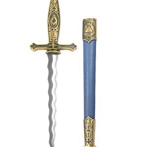 Dague maçonnique flamboyante, fourreau bleu