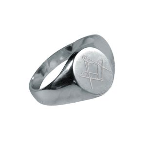 Bague maçonnique équerre compas en argent