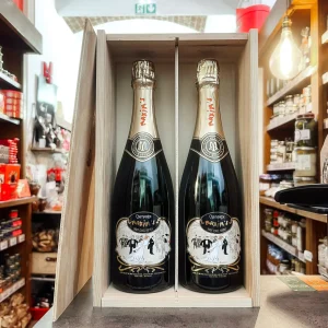 Caisse bois deux champagnes brut Maxim&rsquo;s