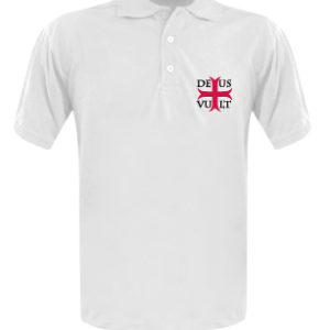 Polo templier blanc « Deus + Vult »