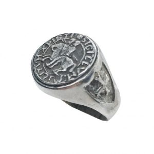 Chevalière croix et sceau templiers argent