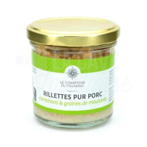 Rillettes Pur Porc Cornichons & Graines de Moutarde – Le Comptoir du Fougeray – 120gr